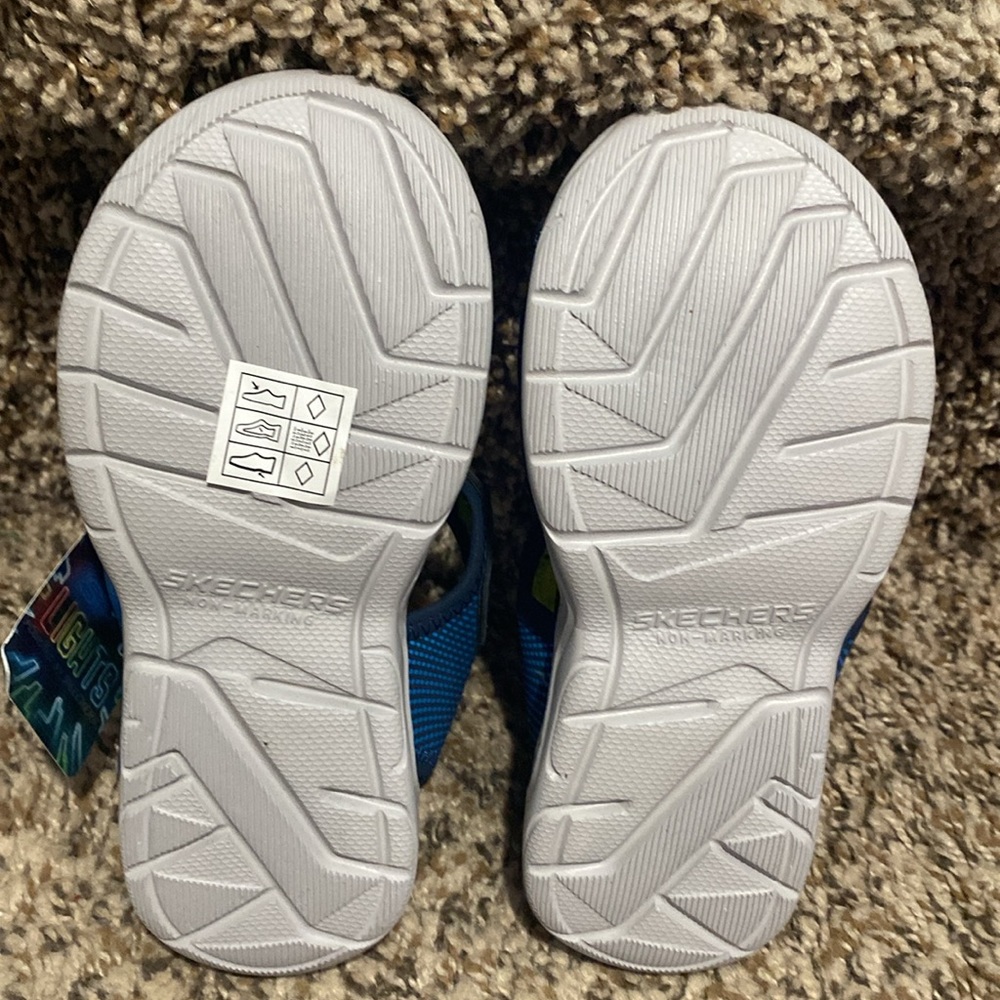 NEW SKECHERS Light up sandals w/velcro blue/green - Picture 2 of 4